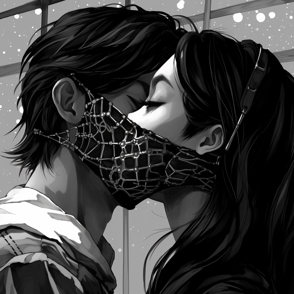 Anime image with a long necked face covered by mask