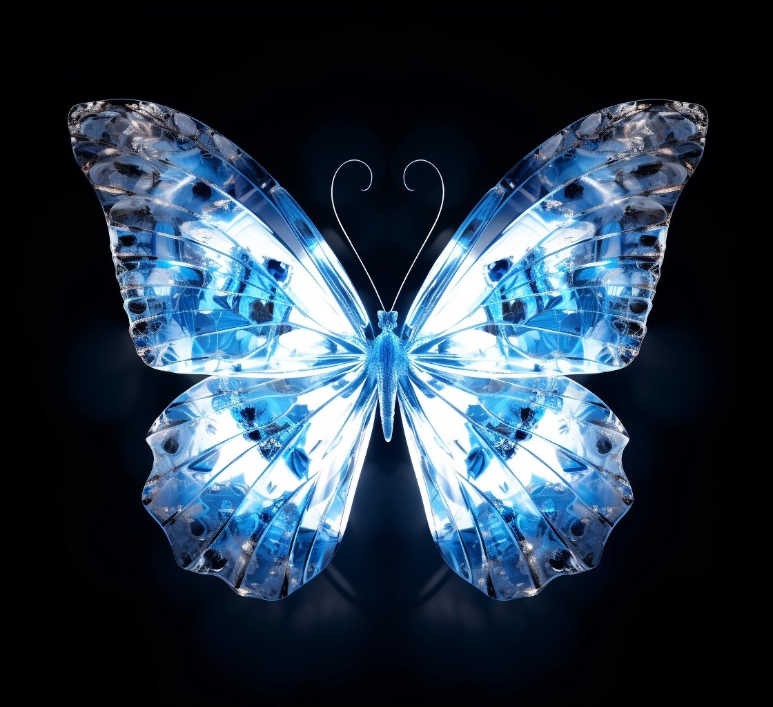 Fractal butterfly 3d transparent clip art in the sty
