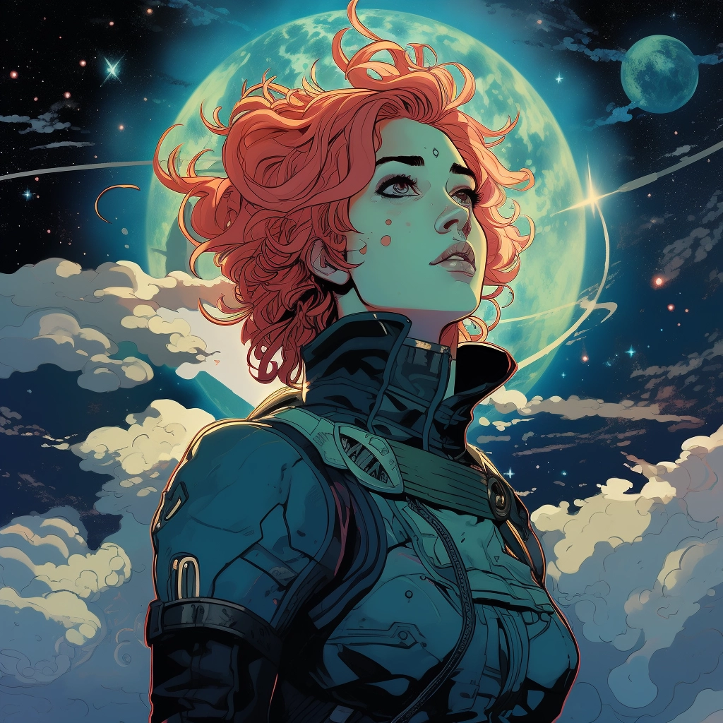 Art illustration the horizon in the style of lunarpu