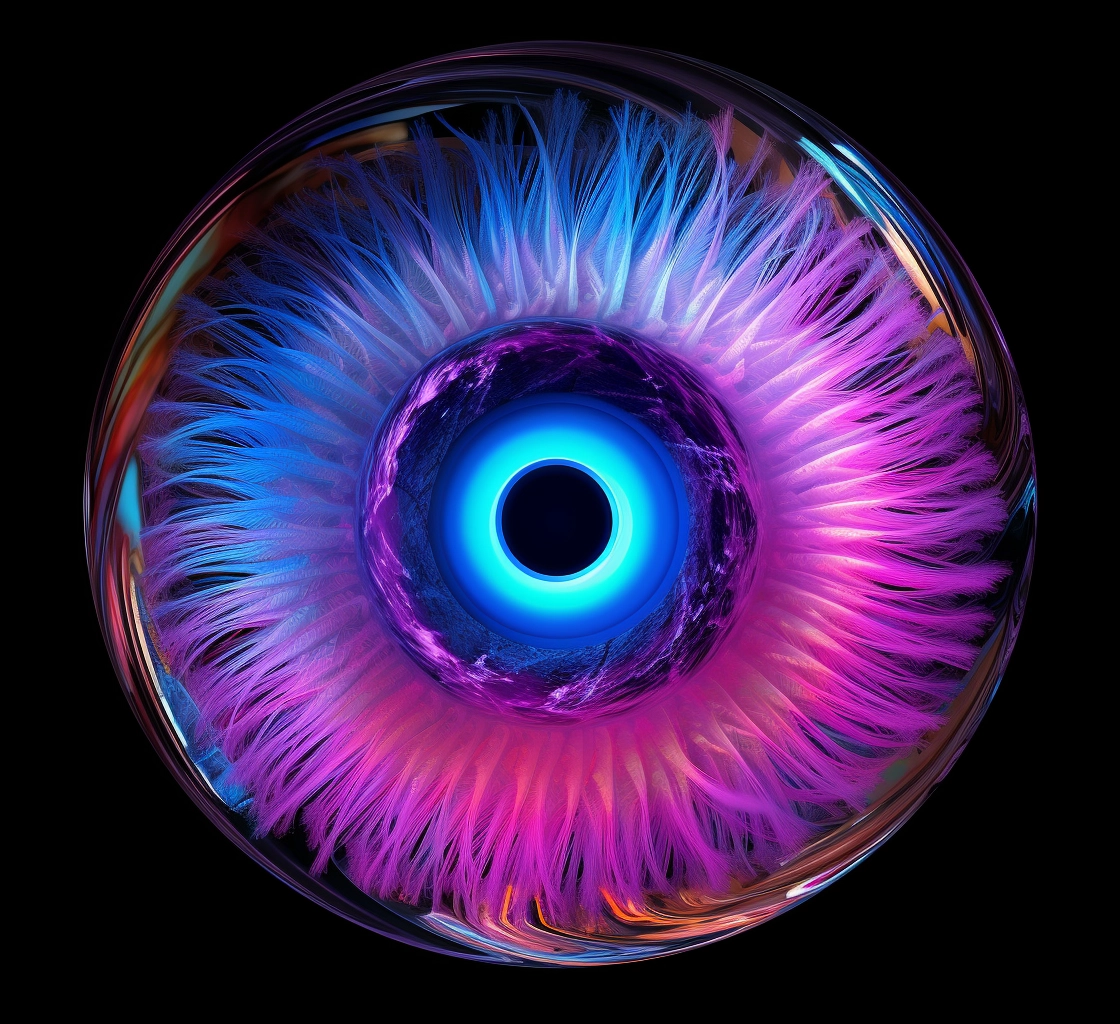 An image of a blue object in the center of a circula
