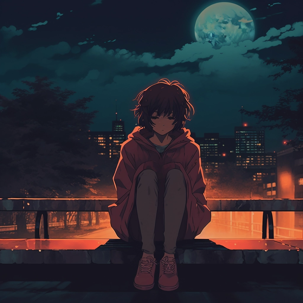 Sad moody lofi in the style of 1990s anime  