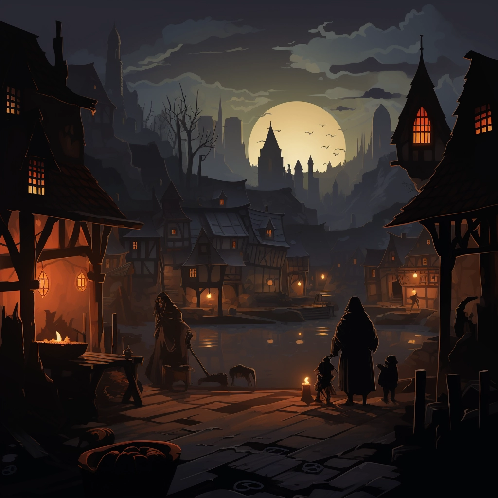 Dark medieval townsfolk 2d vector png  