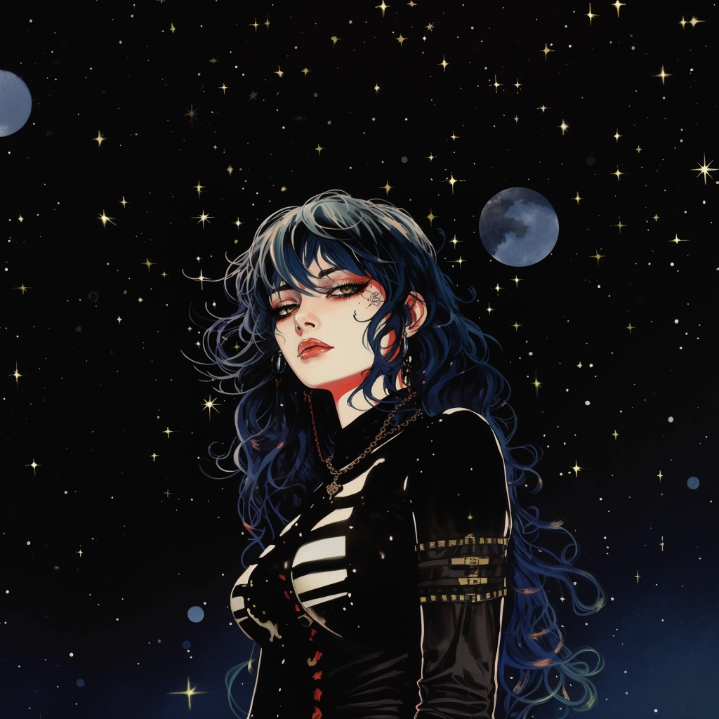 1990s anime goth starry eyed