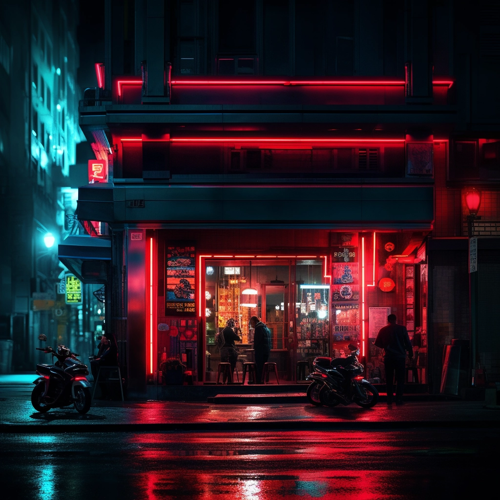 Red neon building neon lights nightlife and darkness