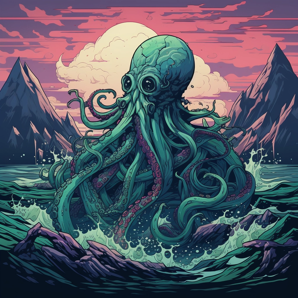 Kraken by azeenix in the style of serene landscapes