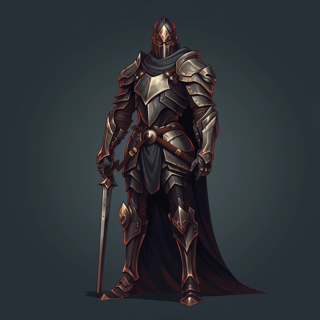 Dark medieval paladin 2d vector png