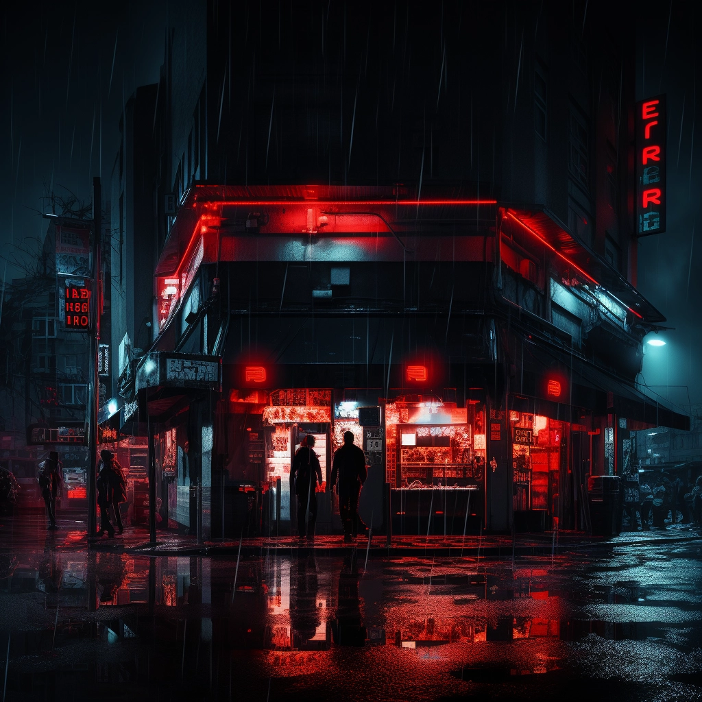Red neon building neon lights nightlife and darkness