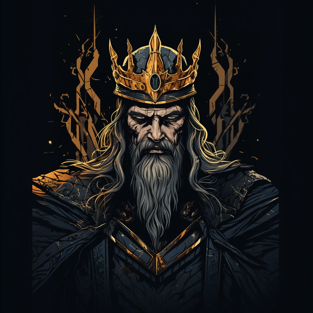 Dark medieval king 2d vector png --ar 11  