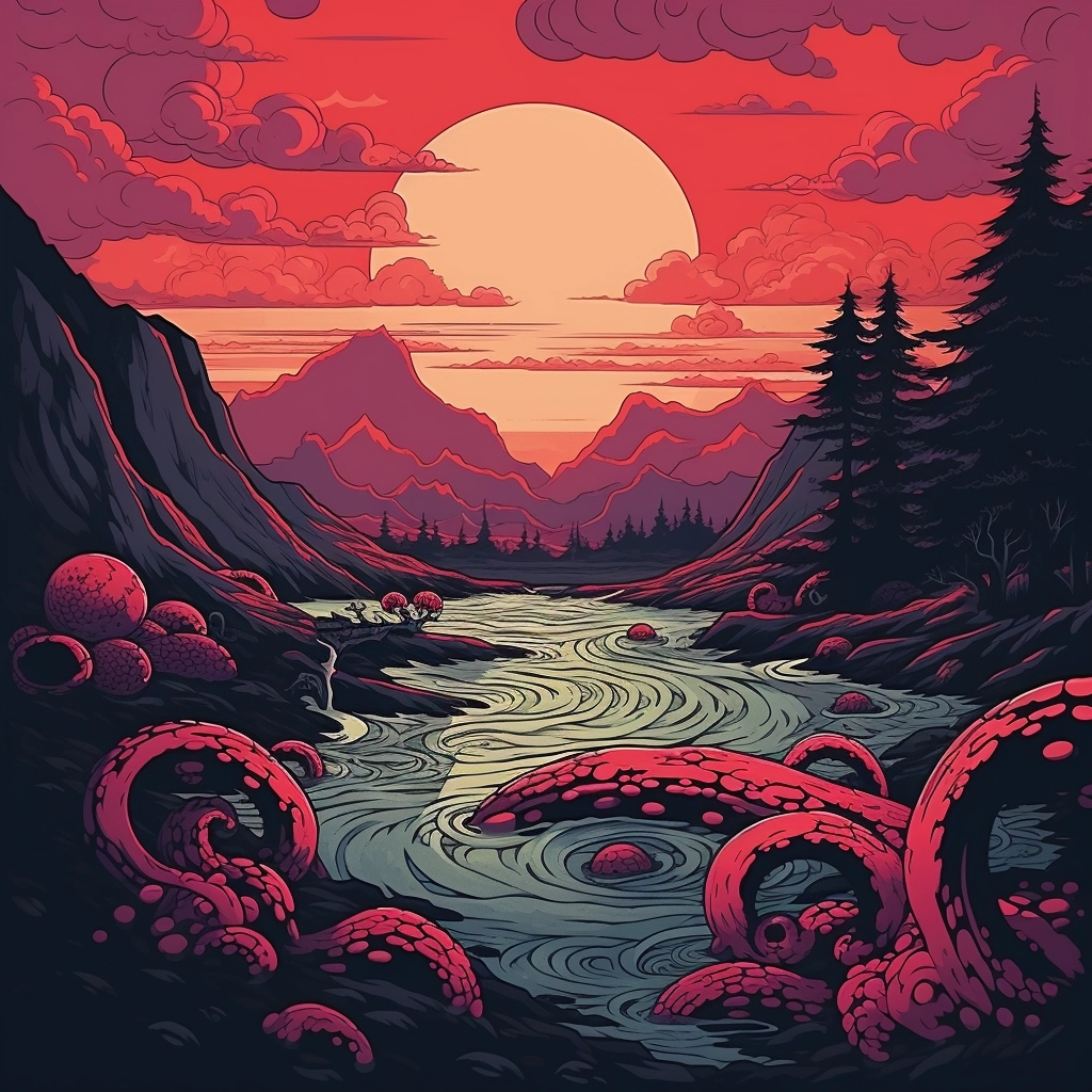 Kraken by azeenix in the style of serene landscapes