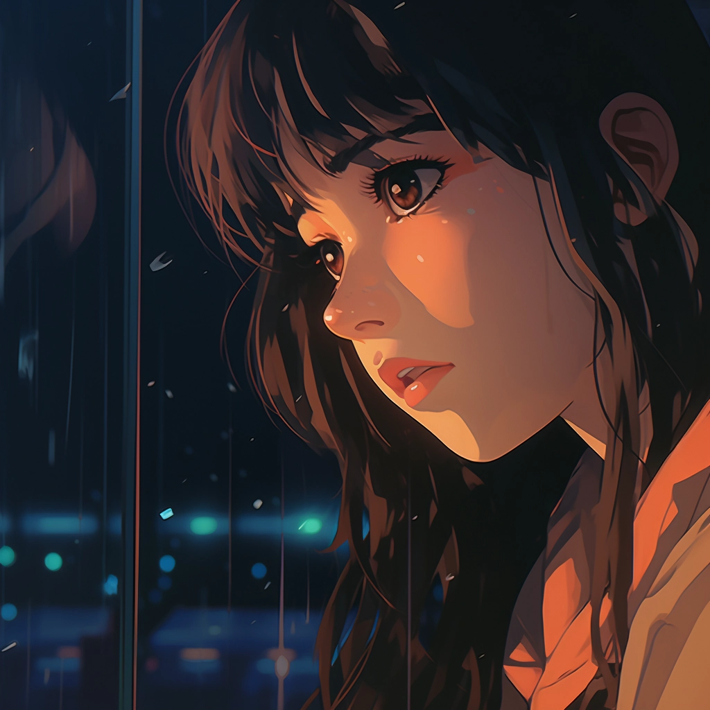 Sad moody lofi in the style of 1990s anime  