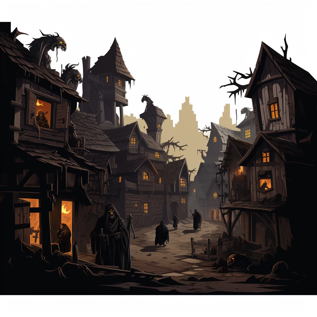 Dark medieval townsfolk 2d vector png