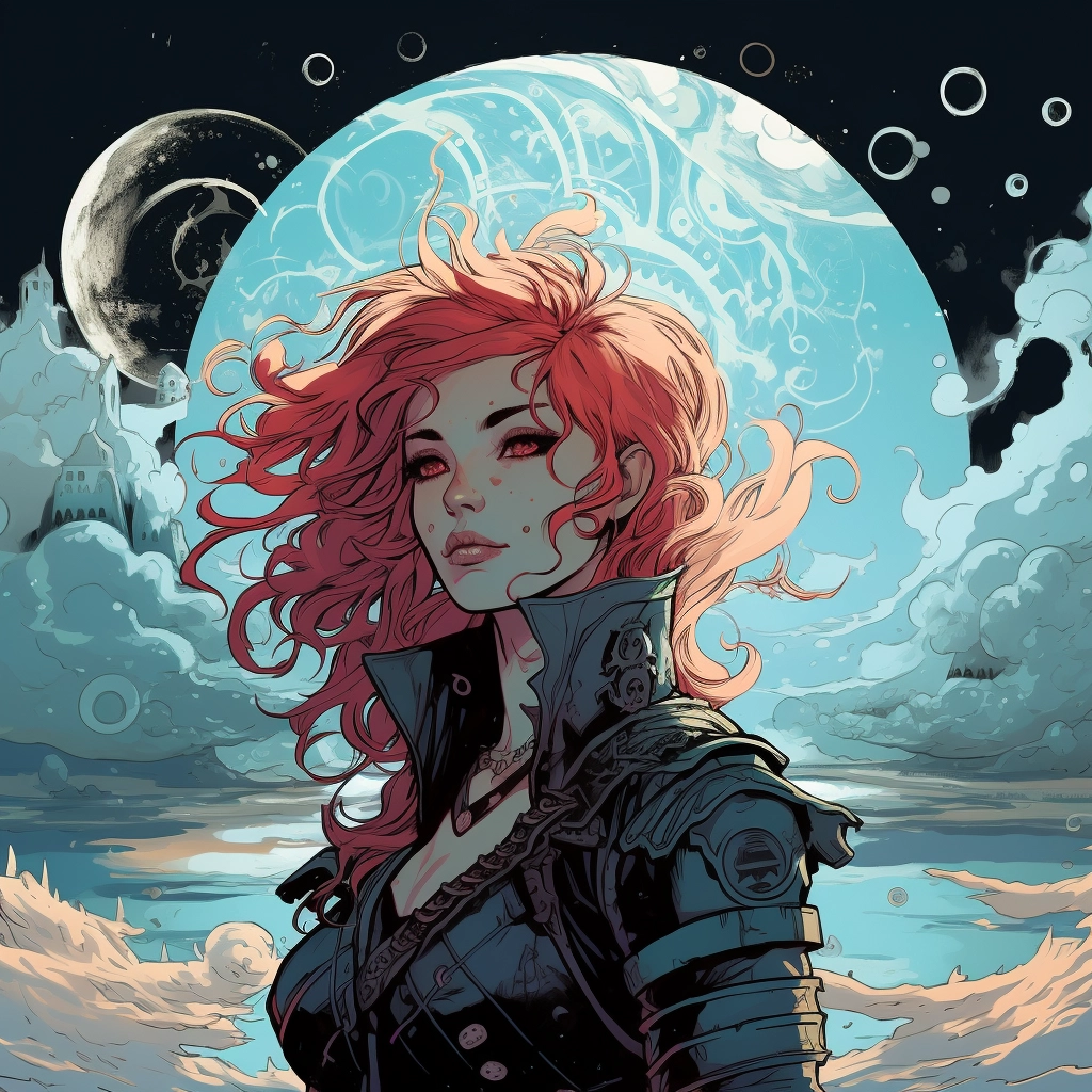 Art illustration the horizon in the style of lunarpu