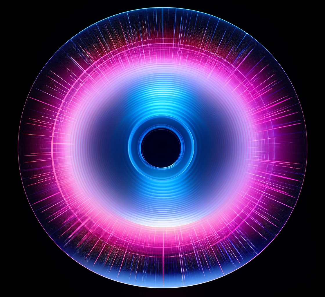 An image of a blue object in the center of a circula