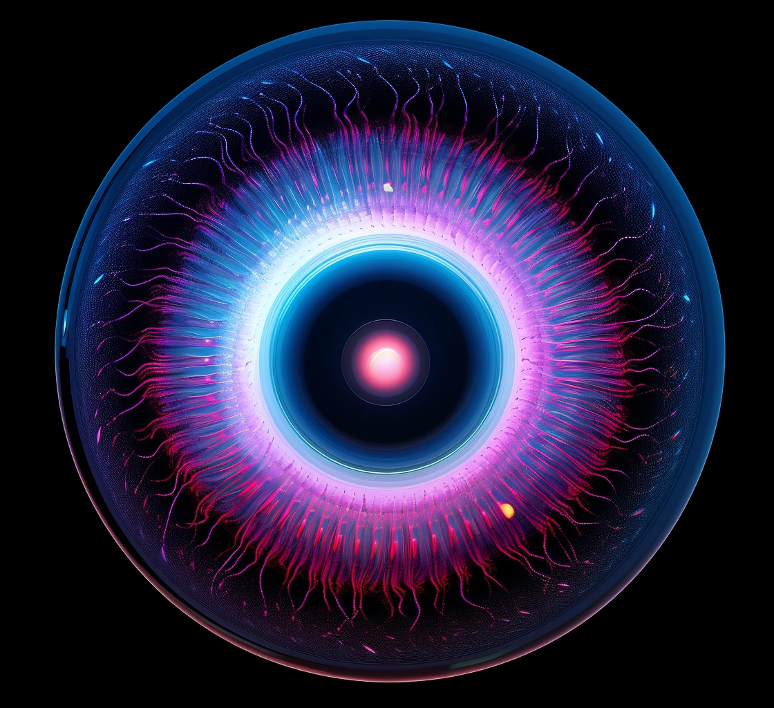 An image of a blue object in the center of a circula