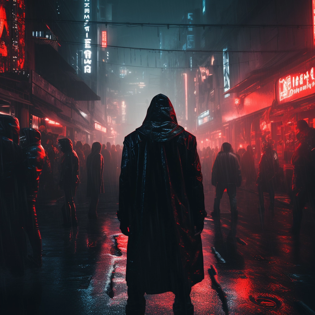 Someone walking around with bright red lights behind