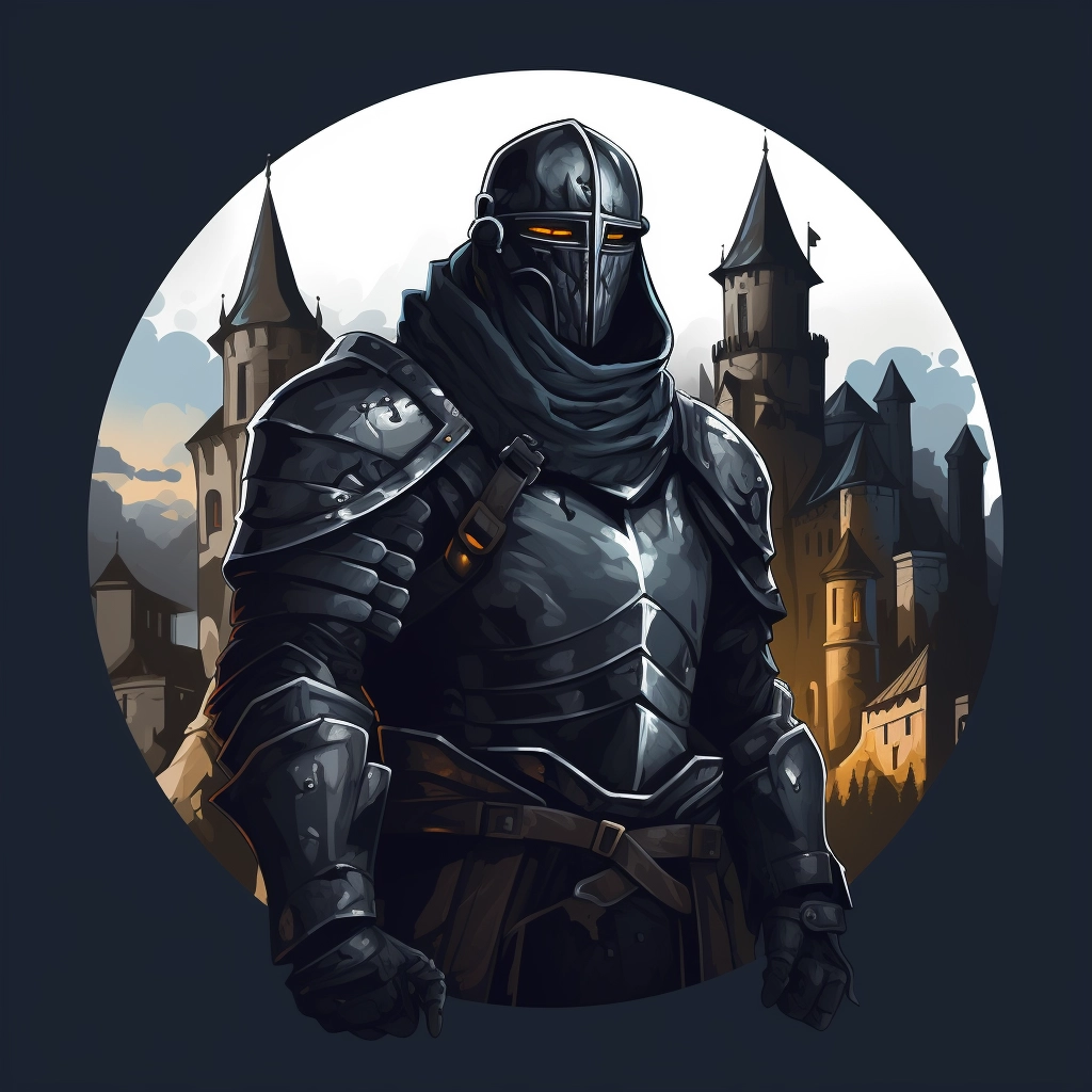 Dark medieval townsguard 2d vector png  