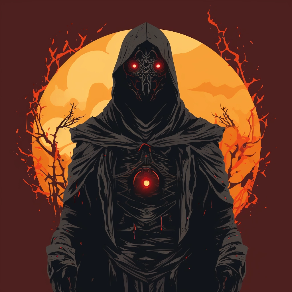 Dark medieval inquisitor 2d vector png