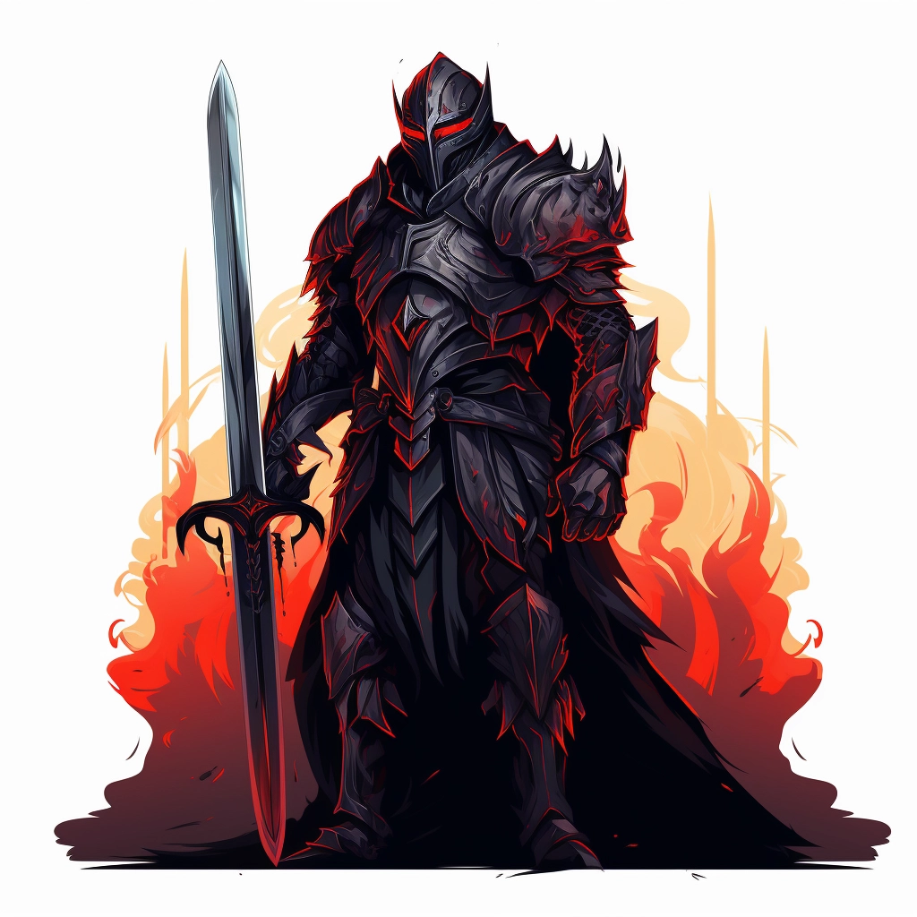 Dark medieval paladin 2d vector png