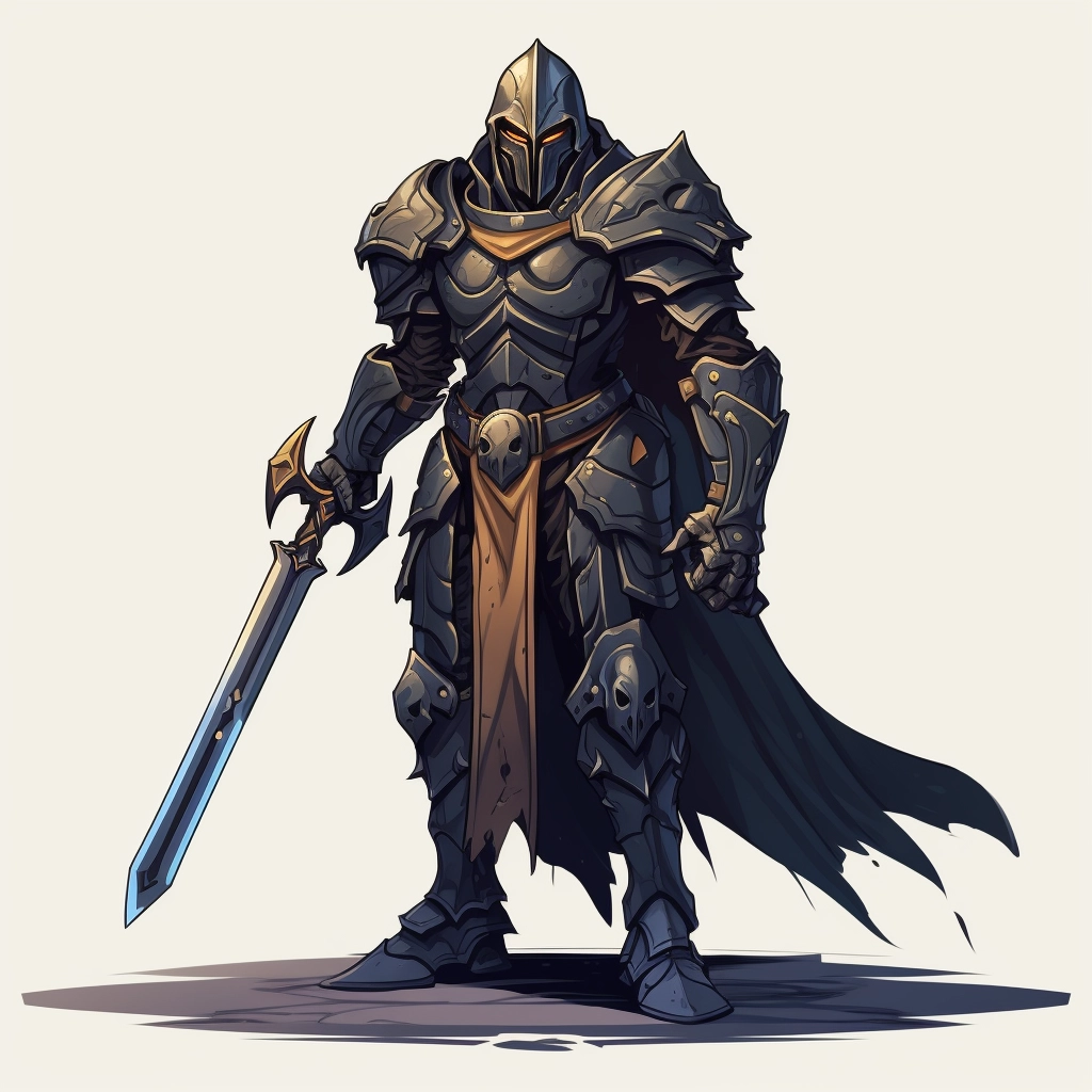 Dark medieval paladin 2d vector png