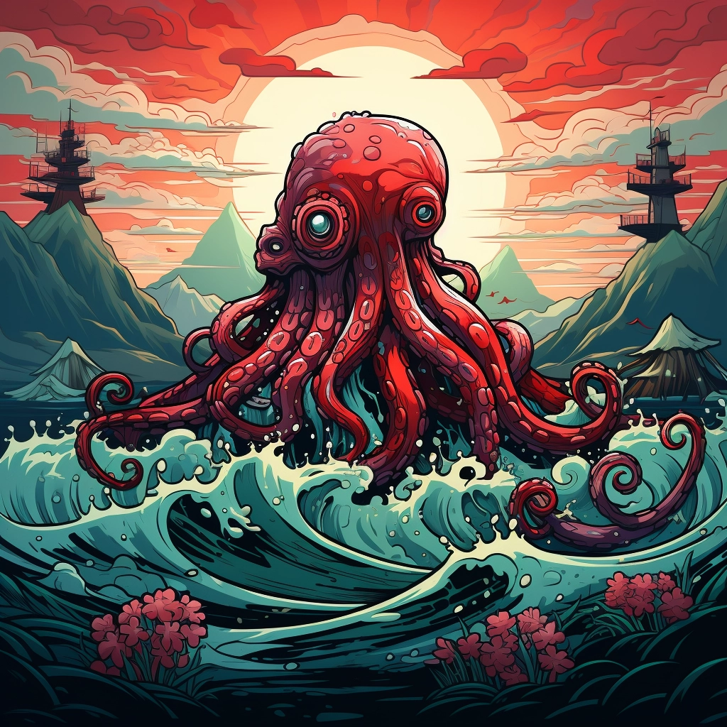 Kraken by azeenix in the style of serene landscapes