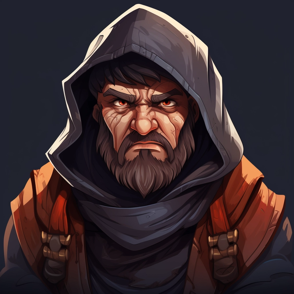 Dark medieval villager 2d vector png  