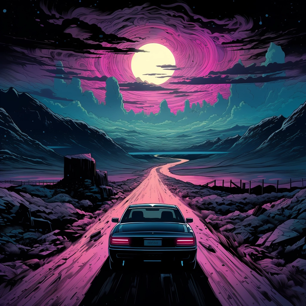 Art illustration the horizon in the style of lunarpu
