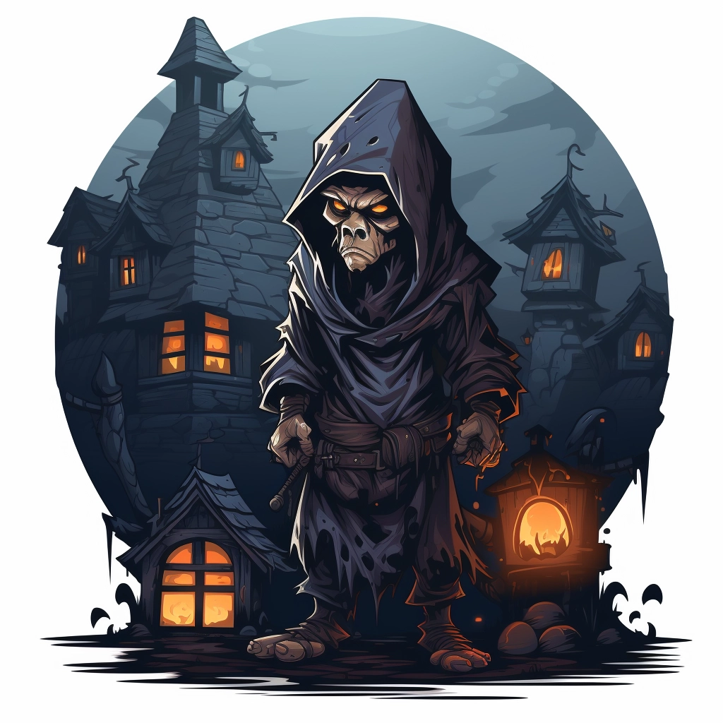 Dark medieval corrupted villager 2d vector png 