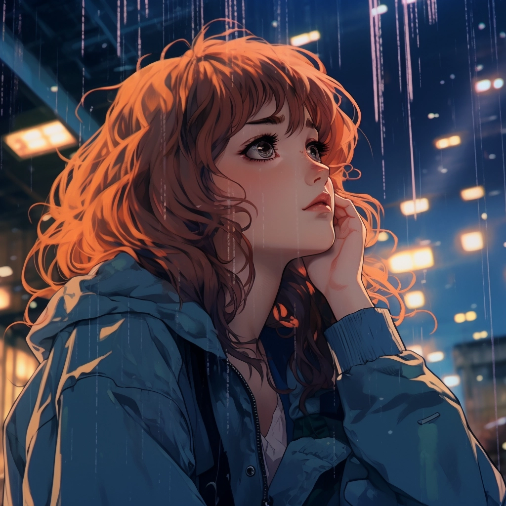 Sad moody lofi in the style of 1990s anime  