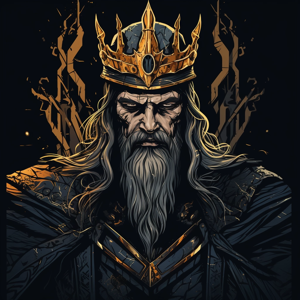 Dark medieval king 2d vector png
