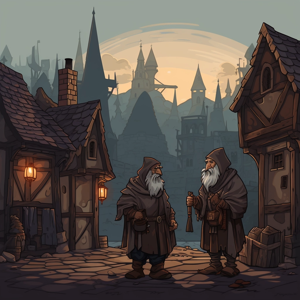Dark medieval townsfolk 2d vector png  