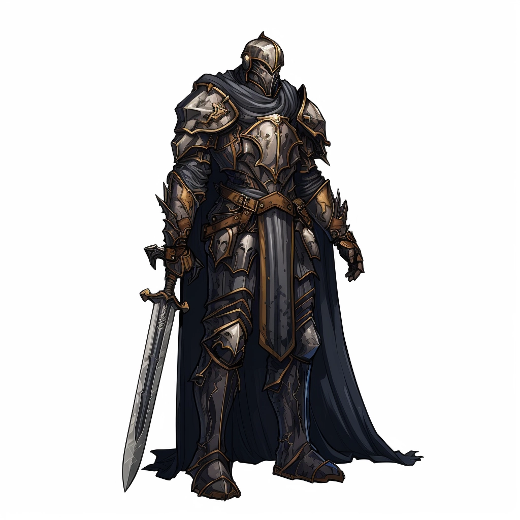 Dark medieval paladin 2d vector png