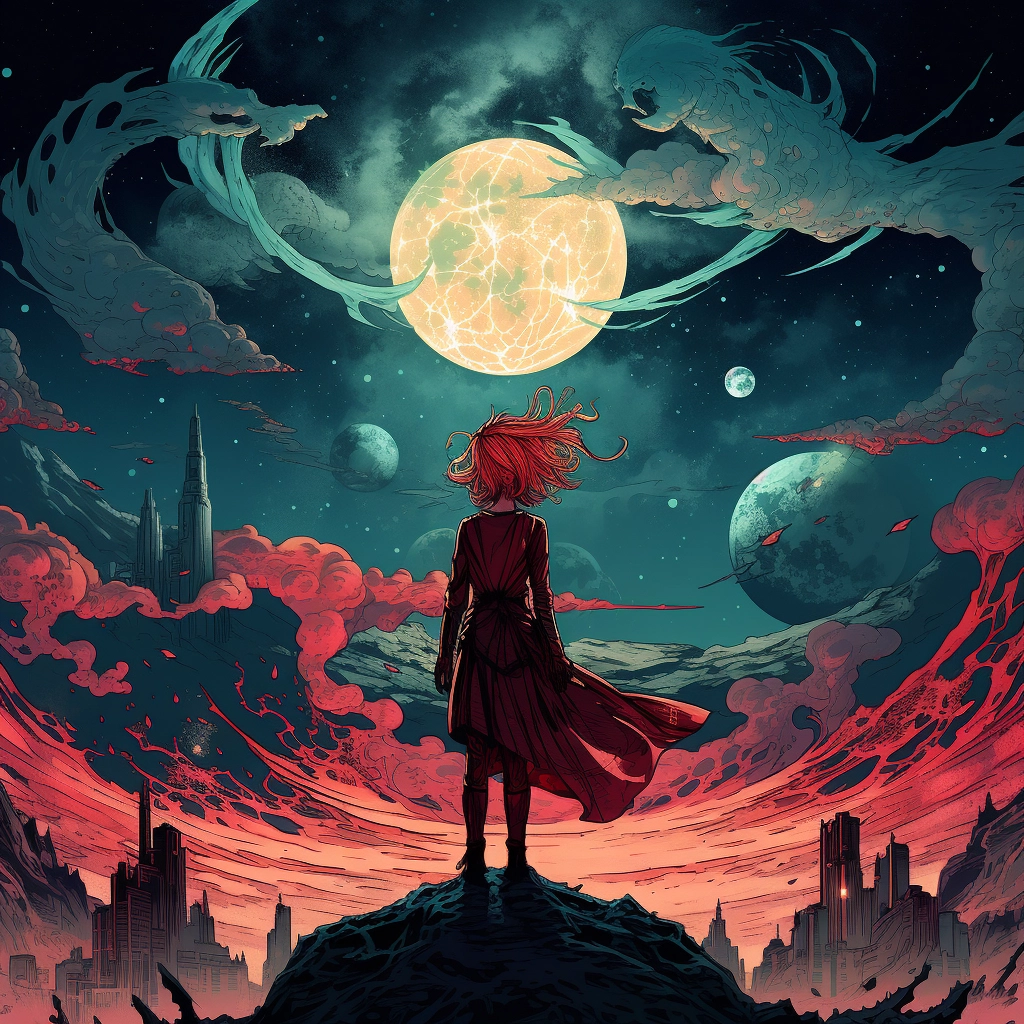 Art illustration the horizon in the style of lunarpu