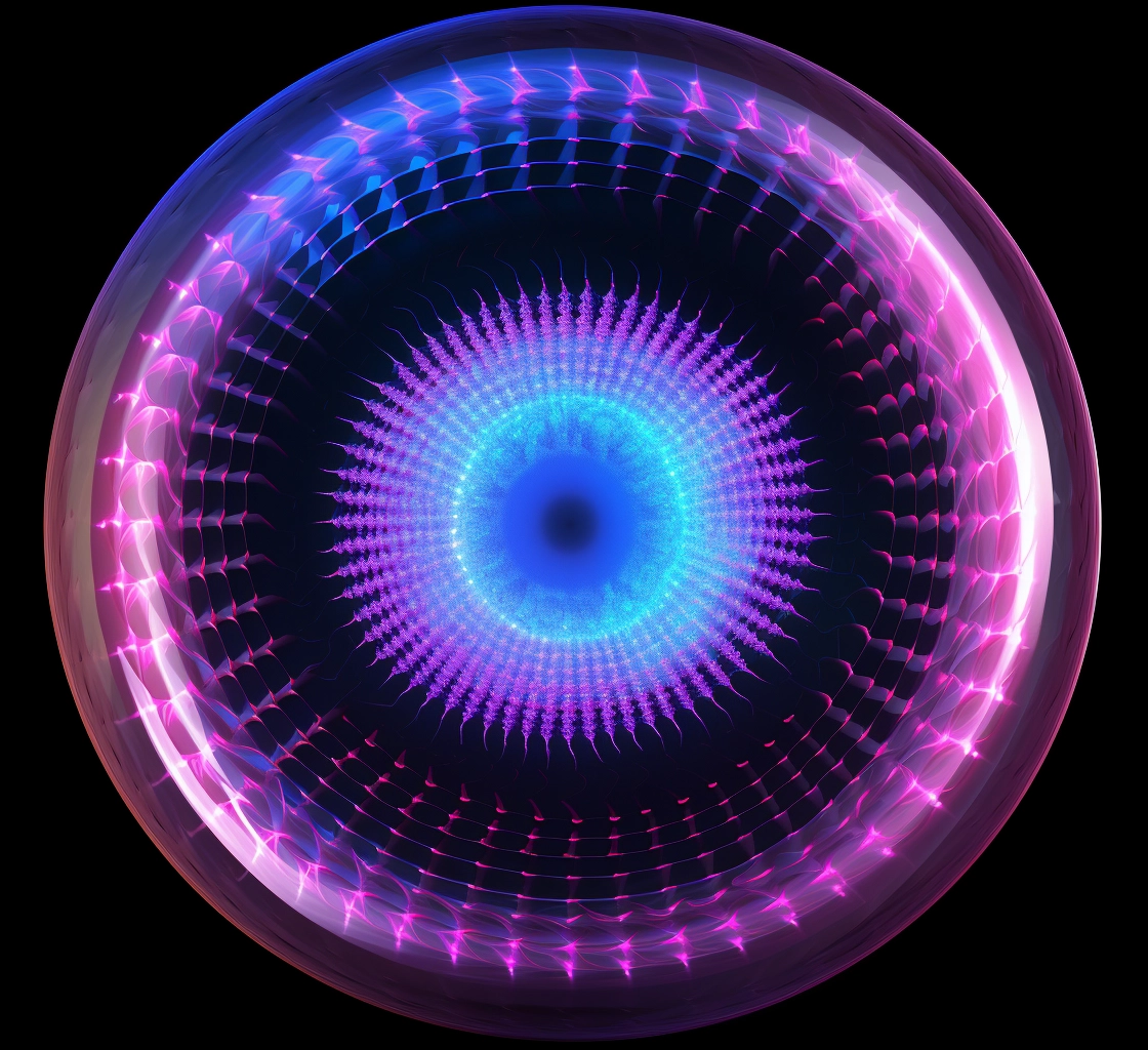 An image of a blue object in the center of a circula