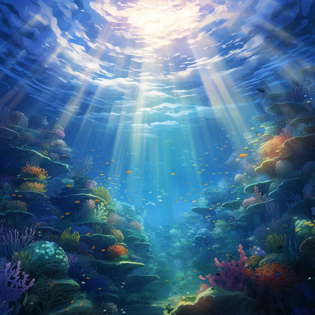 Anime coral reef god rays disney animation  
