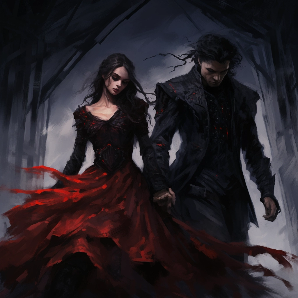 A couple of people in costumes are holding hands in