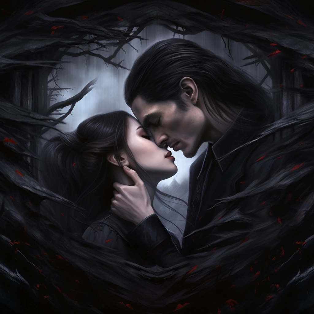 Vampire with love in the style of anime art repetiti
