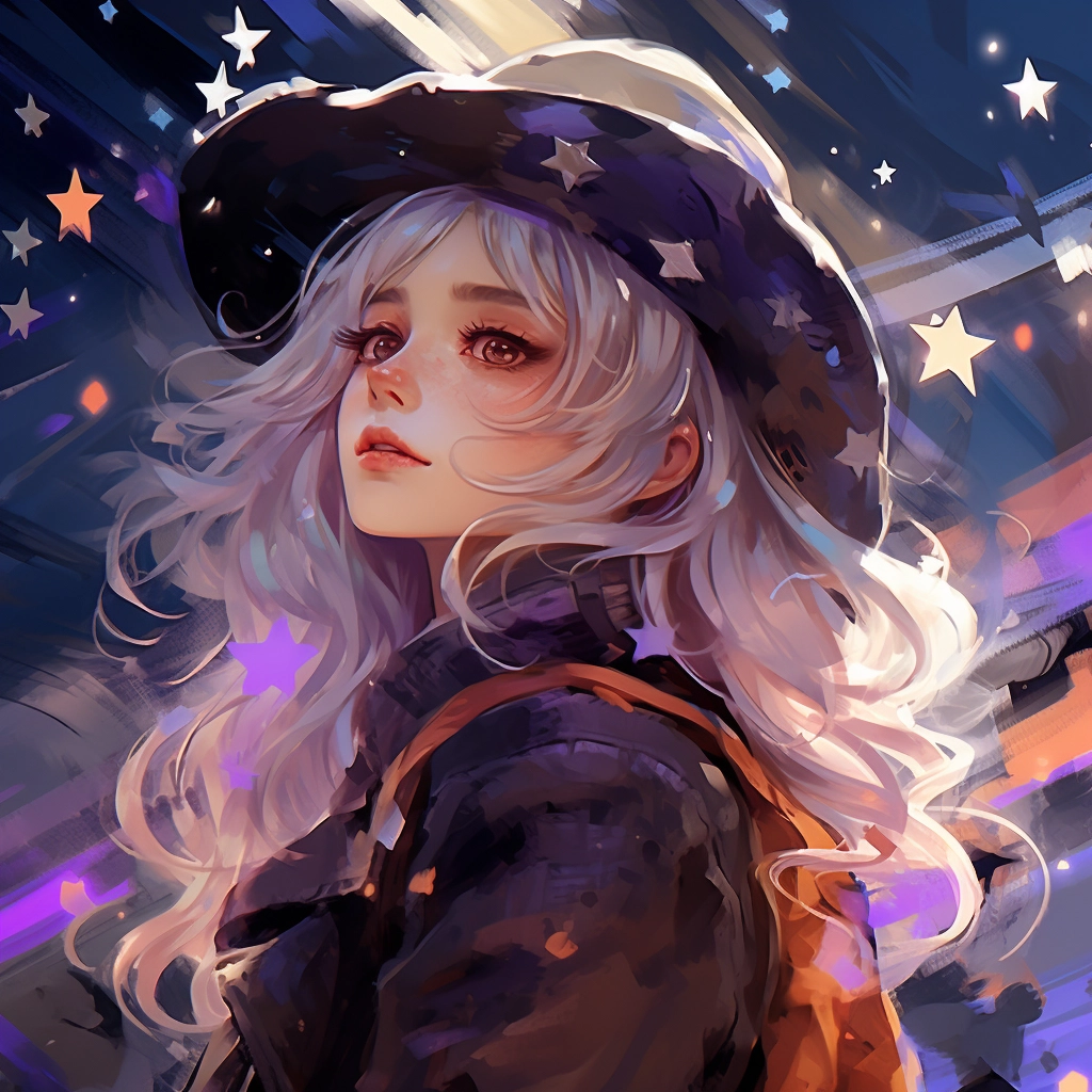 A girl with white hair and long hair wearing a black