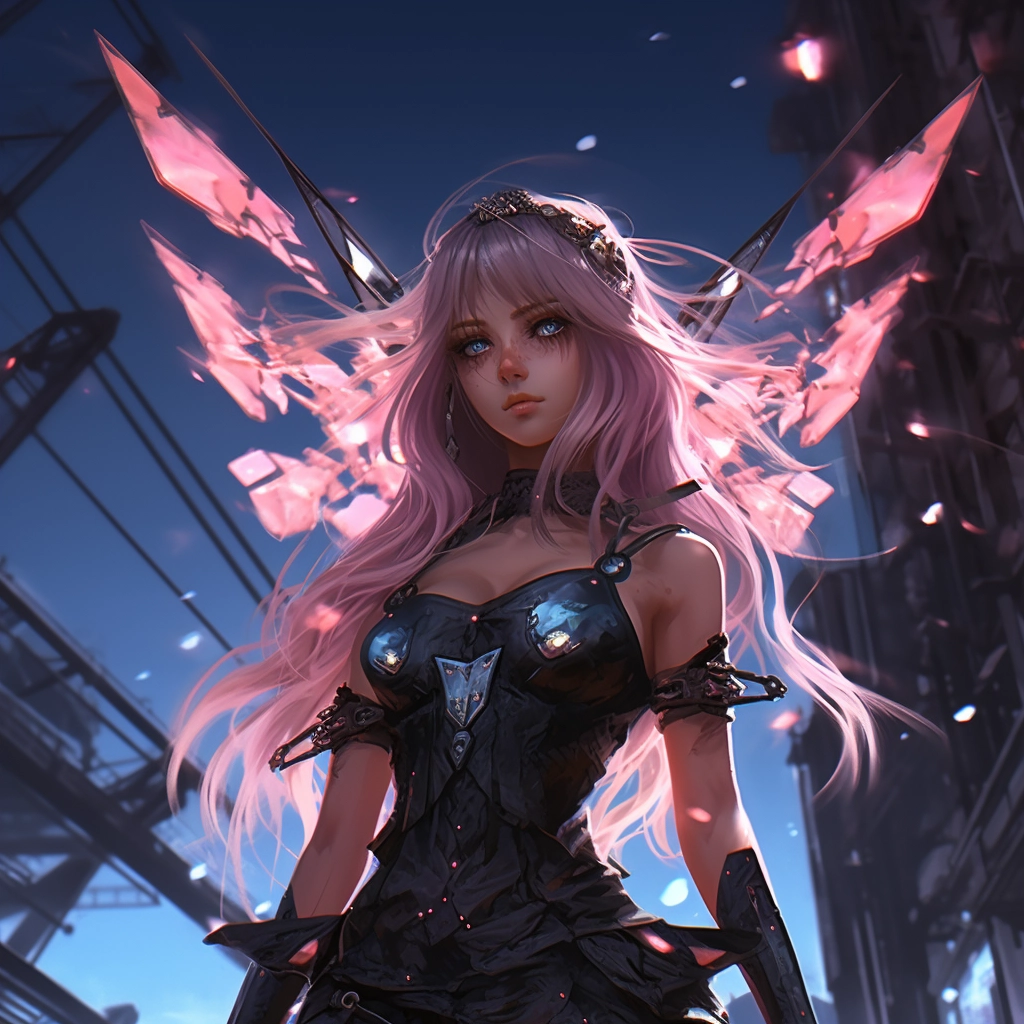 Cyberpunk anime fairy 2D vector