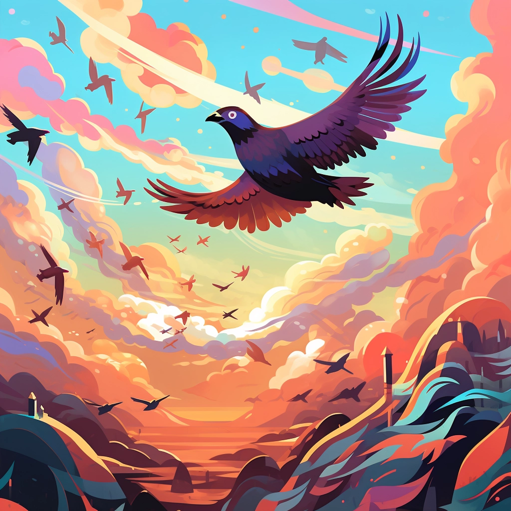 A beautiful illustration birds flying disney animati