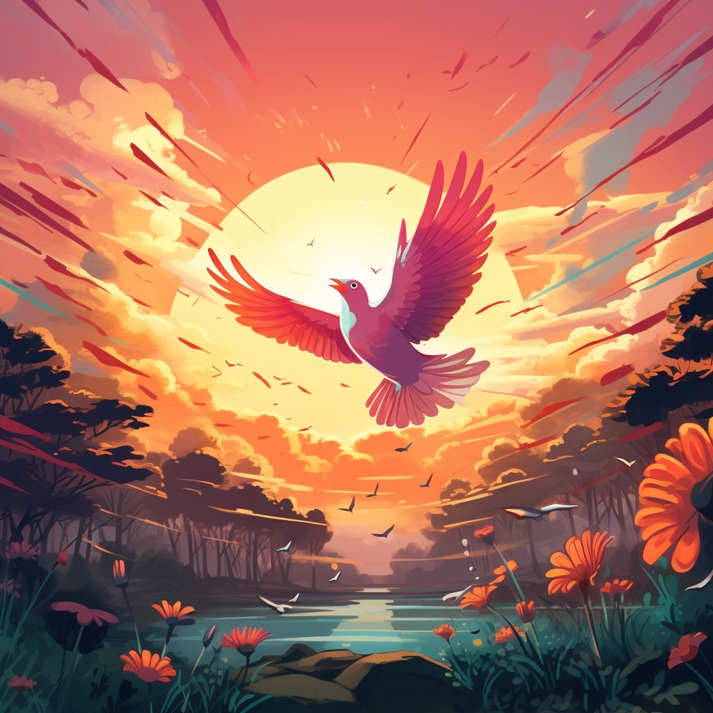 A beautiful illustration birds flying disney animati