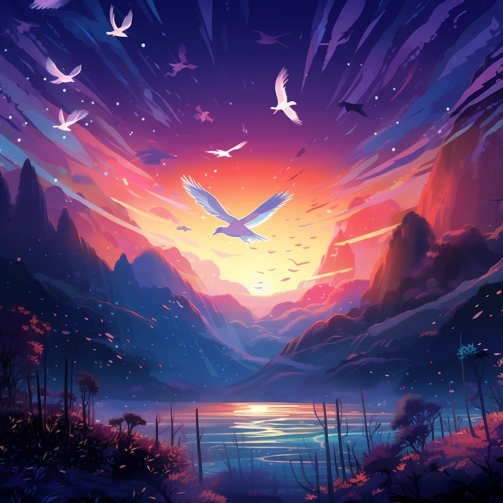 A beautiful illustration birds flying at night disne