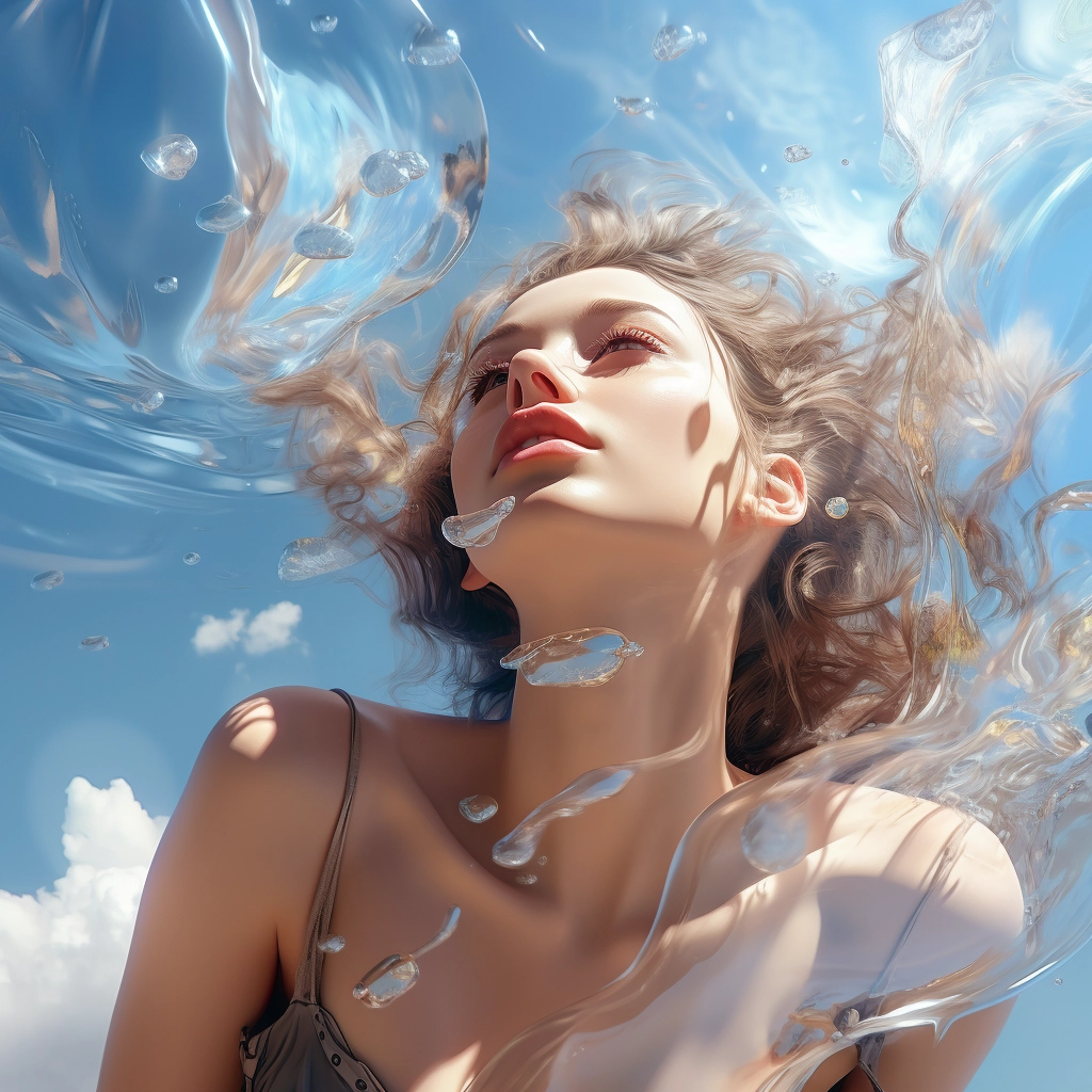 The sky is transparent in the style of colorful moeb