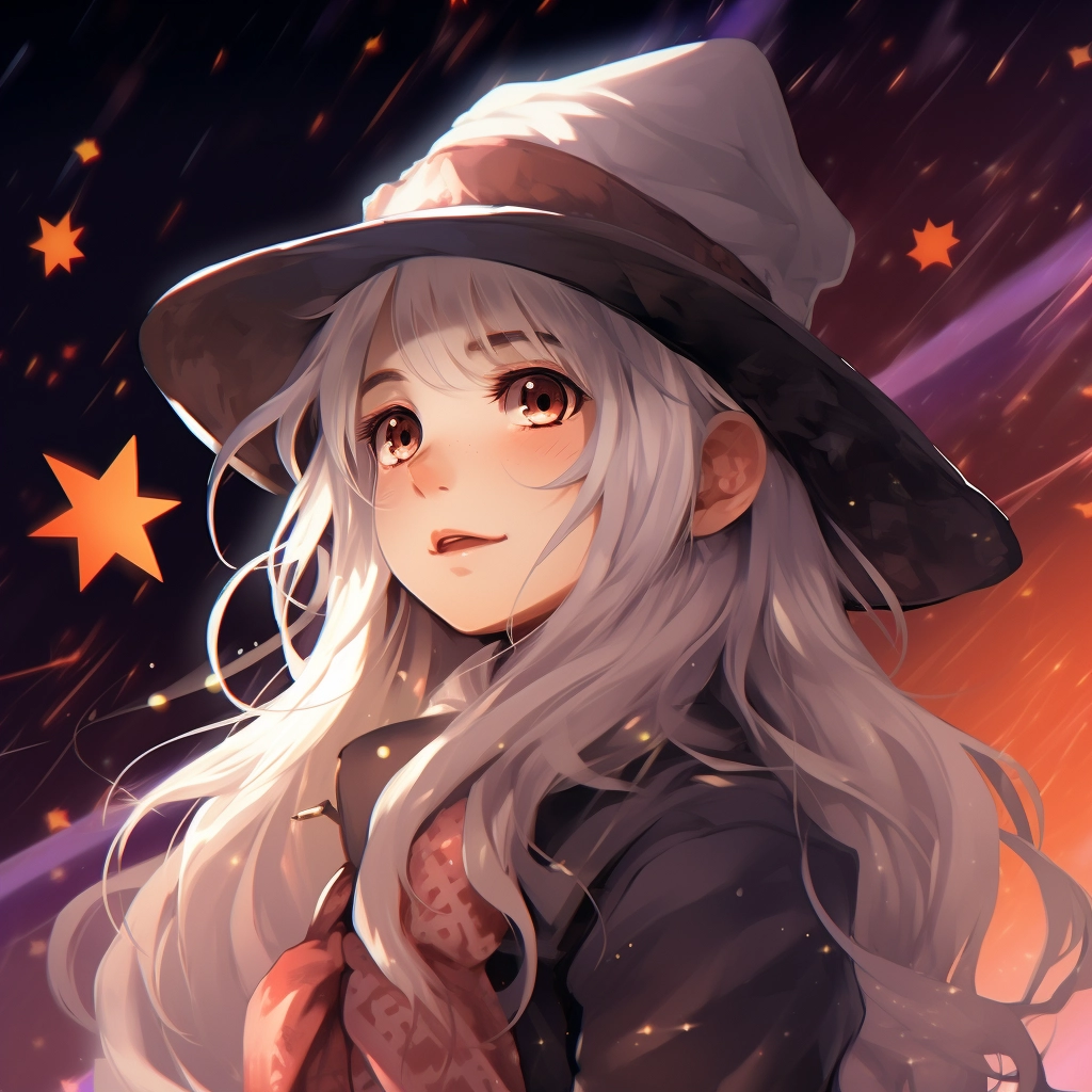 A girl with white hair and long hair wearing a black