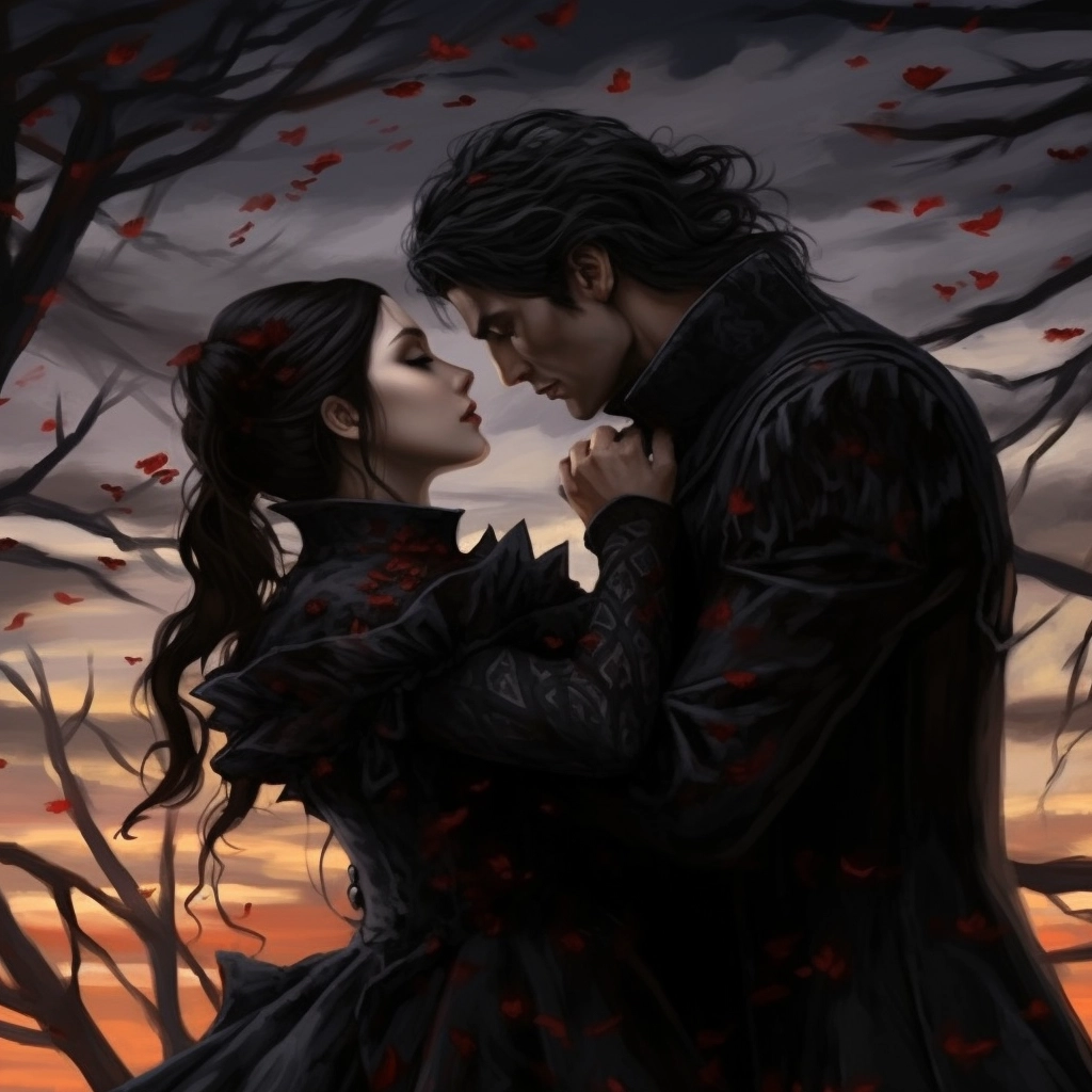 Vampire with love in the style of anime art repetiti