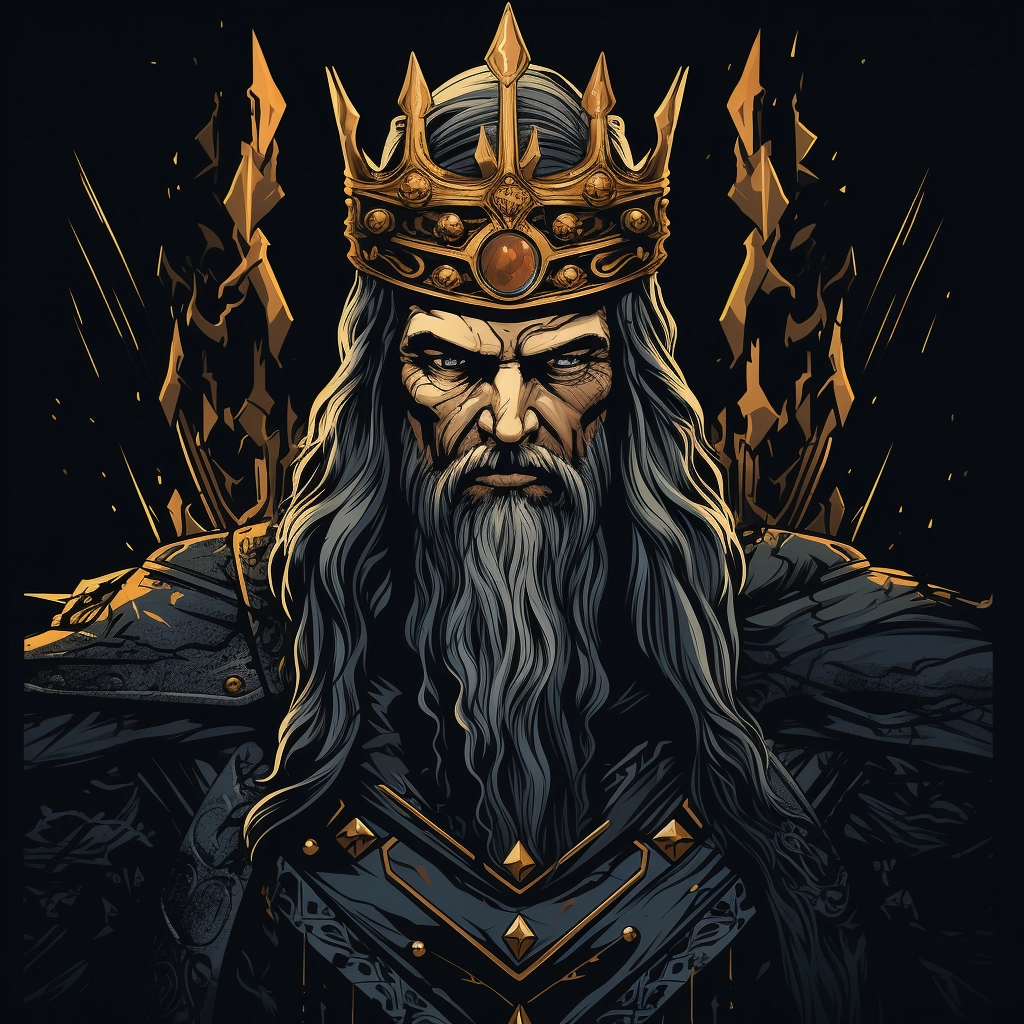 Dark medieval king 2d vector png  
