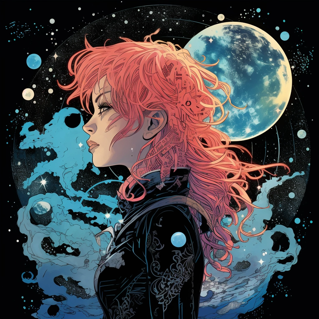 Art illustration the horizon in the style of lunarpu