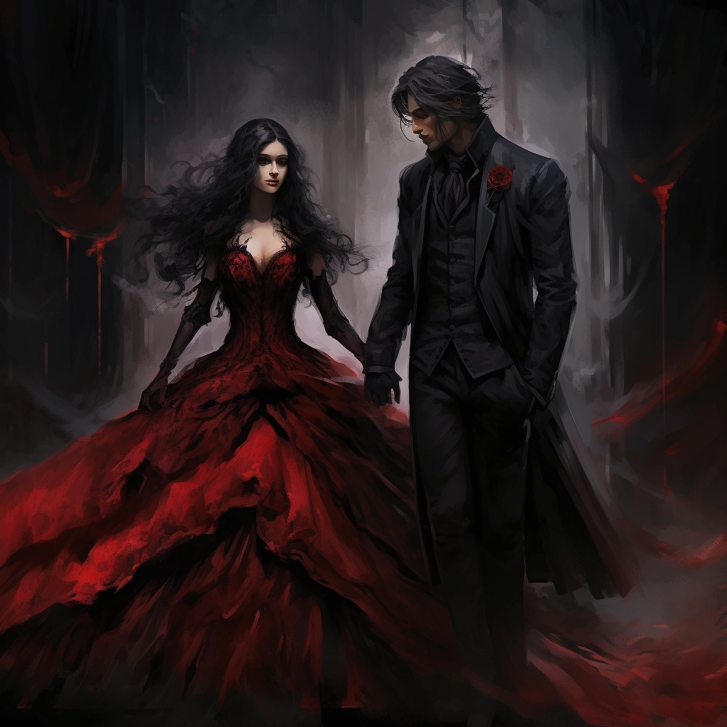A couple of people in costumes are holding hands in