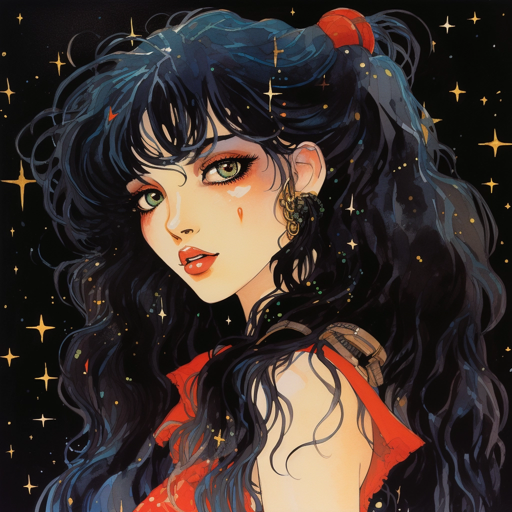 1990s anime goth starry eyed