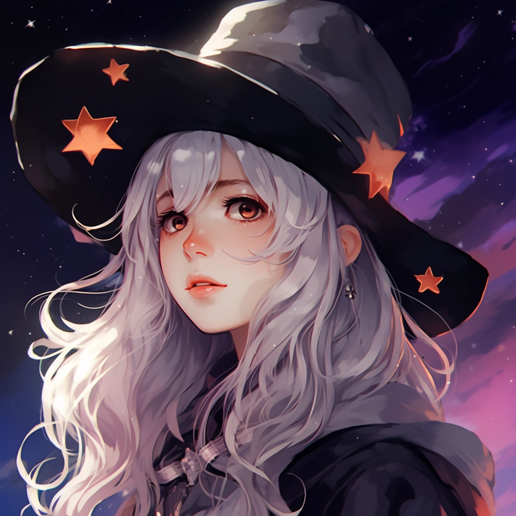 A girl with white hair and long hair wearing a black