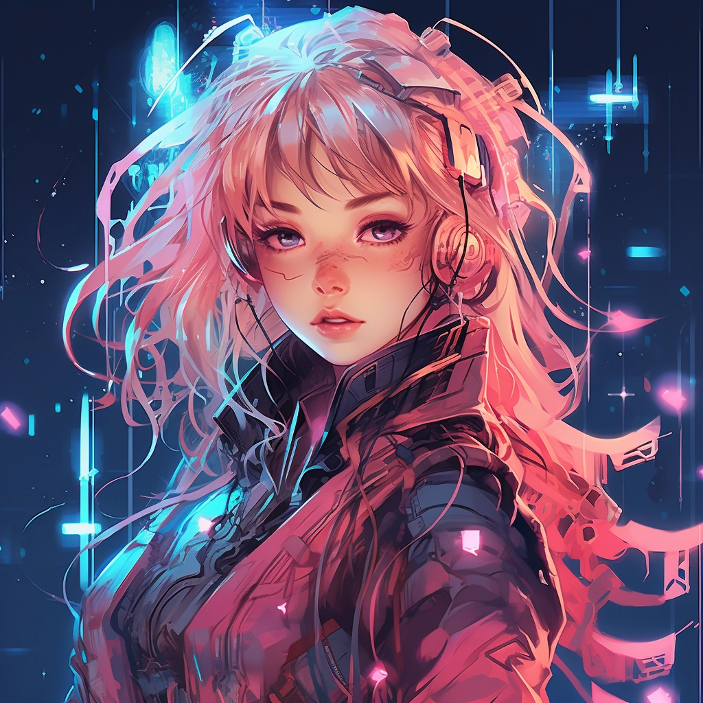 Cyberpunk anime fairy 2D vector